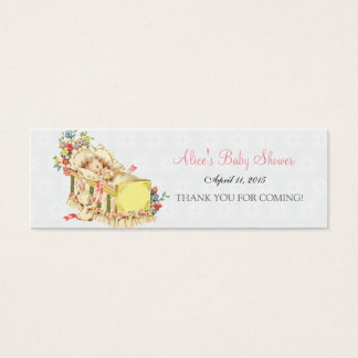 Vintage Baby Shower Baby inside Crib Favour Tag