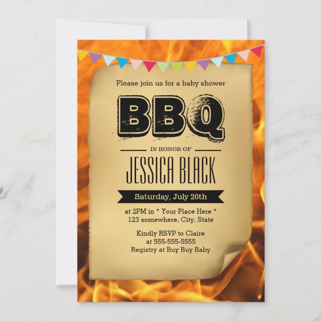 Vintage Baby Shower BBQ Party Invitations (Front)