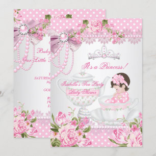 Vintage Baby Shower Cute Girl Pink Rose Tea Party Invitation