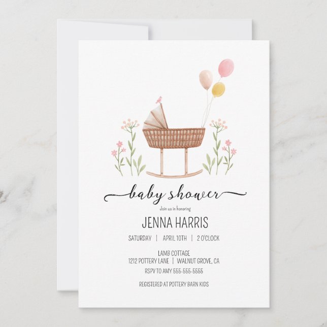 Vintage Baby Shower Girl Gender Nuetral Invitation (Front)