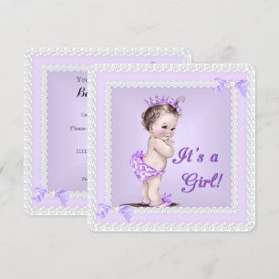 Vintage Baby Shower Girl Lilac Lavender Purple Invitation