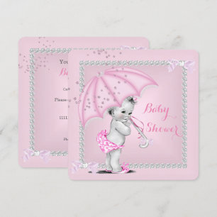 Vintage Baby Shower Girl Pretty Pink Umbrella Invitation