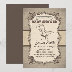 Vintage BABY SHOWER invitation - dinosaur