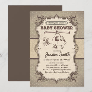 Vintage BABY SHOWER invitation - Helicopters