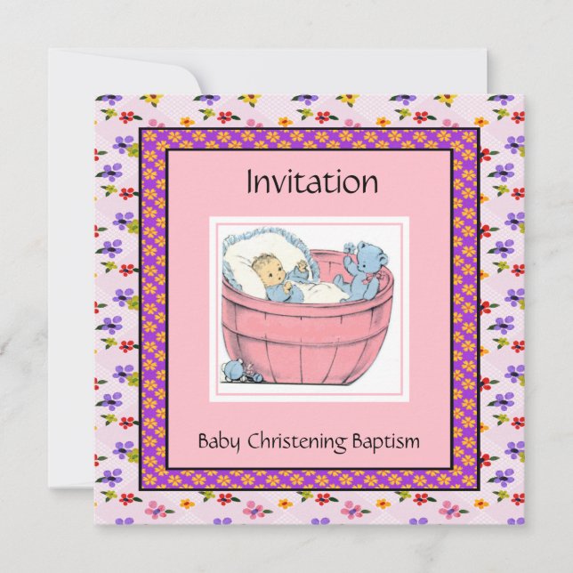 Vintage Baby Shower Pink Blue Invitation (Front)