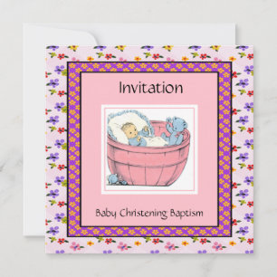 Vintage Baby Shower Pink Blue Invitation