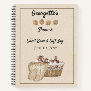 Vintage Baby Shower Spiral Guest Book