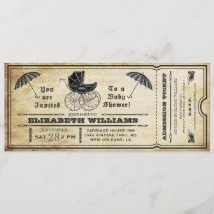 Vintage Baby Shower Ticket Invitation