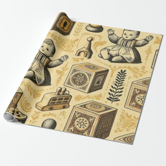 Vintage Baby Wrapping Paper (Unrolled)