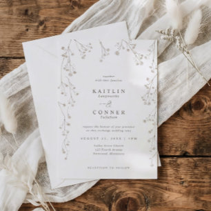 Vintage Baby's Breath Delicate Wildflower Wedding Invitation