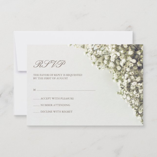 Vintage Baby's Breath Wedding RSVP (Front)