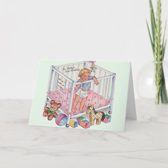 Vintage Baby's First Birthday Greeting Card (Front)