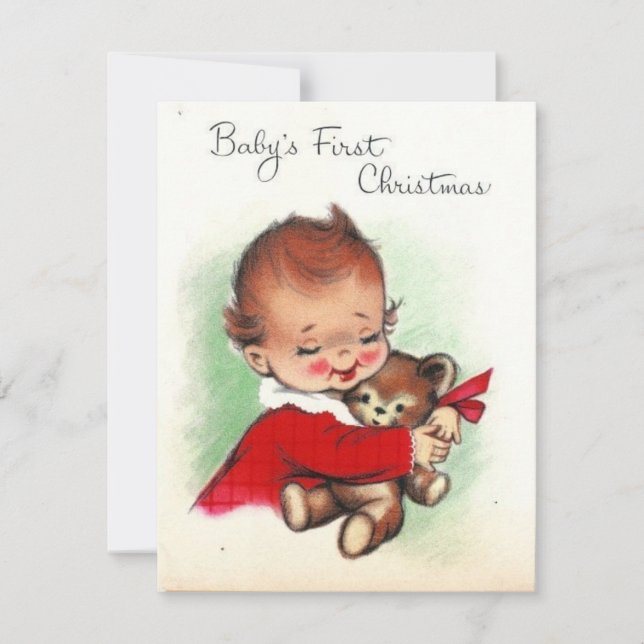 Vintage Baby's First Christmas Holiday Card (Front)