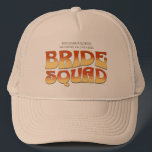 Vintage Bachelorette Party Bride Squad Bridesmaid Trucker Hat<br><div class="desc">Make a splash at your upcoming bachelorette party with this stunning retro bachelorette party personalized merchandise. Whether you're celebrating a bach trip, a girls' vacation, or a best friends' holiday, this custom groovy bachelorette party merchandise is the perfect addition to your unforgettable getaway. Add a personal touch to your bachelorette...</div>