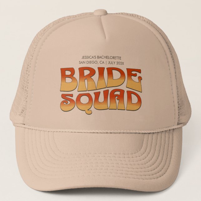 Vintage Bachelorette Party Bride Squad Bridesmaid Trucker Hat (Front)