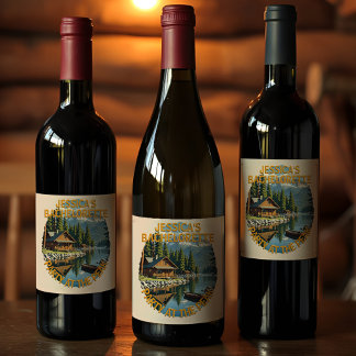 Vintage Bachelorette Retro Lakeside Cabin Weekend Wine Label