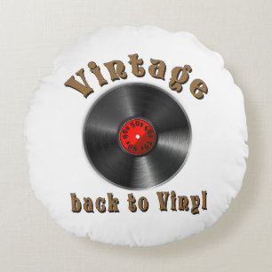 Vintage - Back to Vinyl, the record is back Round Pillow