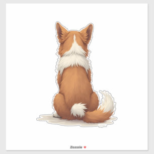 Vintage Back View Dog Illustration on White Backgr