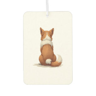Vintage Back View Dog Illustration on White Backgr Air Freshener