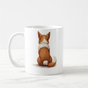 Vintage Back View Dog Illustration on White Backgr Coffee Mug