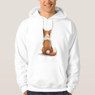 Vintage Back View Dog Illustration on White Backgr Hoodie