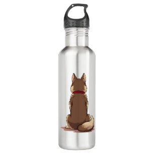 Vintage Back View Husky Dog Illustration Brown Whi 710 Ml Water Bottle