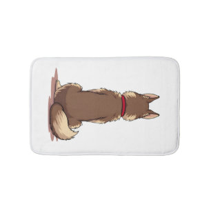 Vintage Back View Husky Dog Illustration Brown Whi Bath Mat