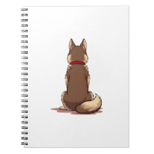 Vintage Back View Husky Dog Illustration Brown Whi Notebook