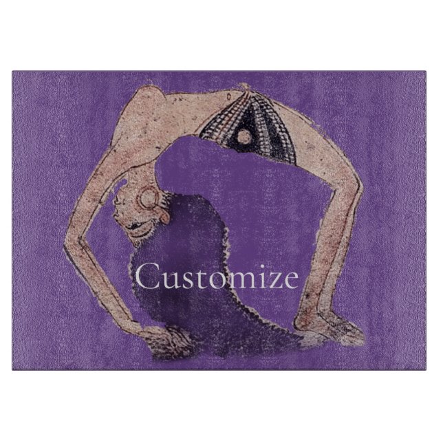 Vintage Backbend Yoga Pose Thunder_Cove Cutting Board (Front)