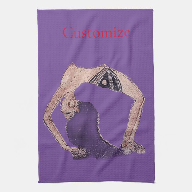 Vintage Backbend Yoga Pose Thunder_Cove Kitchen Towel (Vertical)