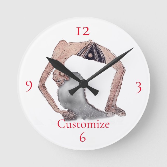 Vintage Backbend Yoga Pose Thunder_Cove Round Clock (Front)