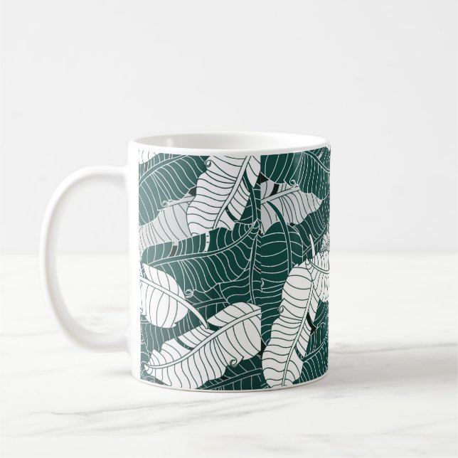 vintage background leaves pattern design illustrat coffee mug (Left)