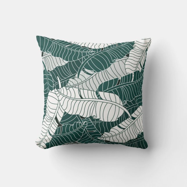vintage background leaves pattern design illustrat throw pillow (Front)