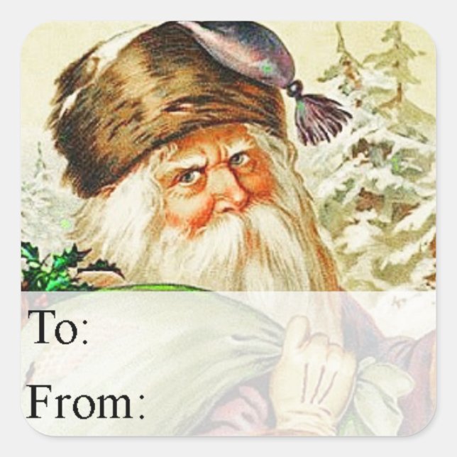 Vintage Backwoods Santa Gift Tag (Front)