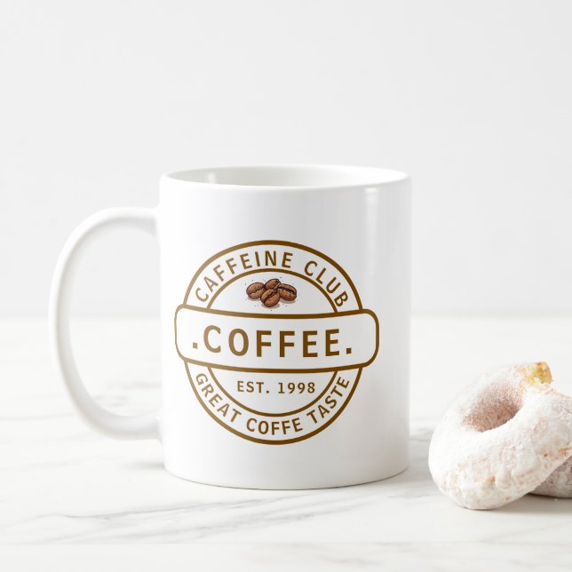 Vintage Badge Simple Coffee Lover Coffee Mug  (With Donut)