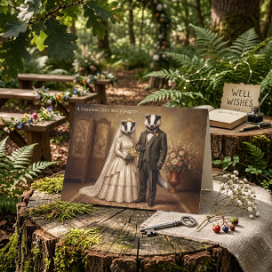 Vintage Badger Couple Wedding Congratulations Card