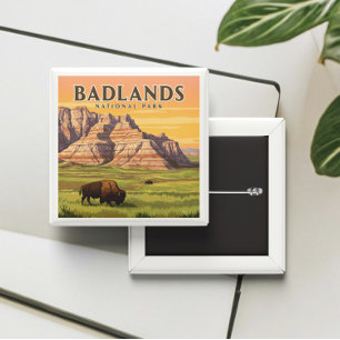 Vintage Badlands National Park 2 Inch Square Button