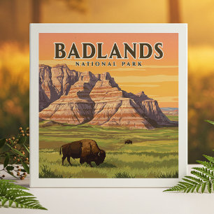 Vintage Badlands National Park Tile