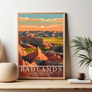 Vintage Badlands National Park - Western Beauty Poster