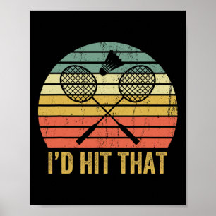 Vintage Badminton Funny Retro Shuttle Birdie Sport Poster