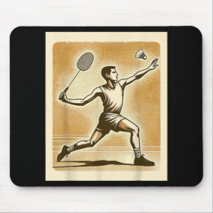 Vintage Badminton Player Shuttle Badmintoner Mouse Pad