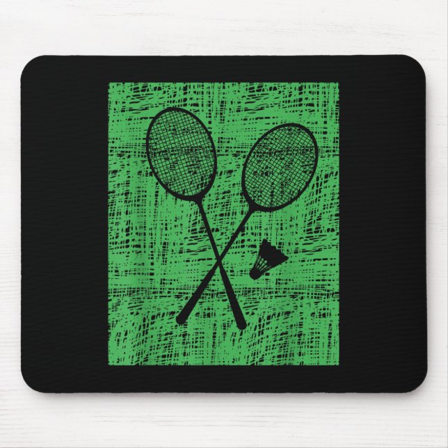Vintage Badminton Rackets And Shuttle  Mouse Pad (Front)