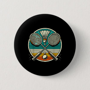 Vintage Badminton Rackets Shuttle Crossed Rackets  2 Inch Round Button