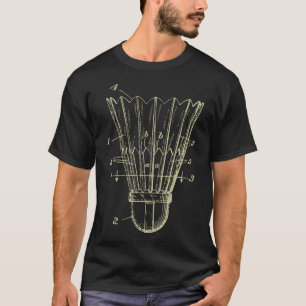 Vintage Badminton Shuttlecock Blueprint Patent T-Shirt