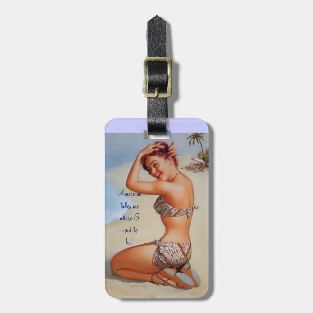 vintage bag tag personalized (Front Vertical)