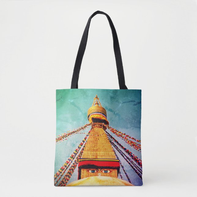 Vintage Bag with Eyes of Buddha, Stupa, Nepal (Front)