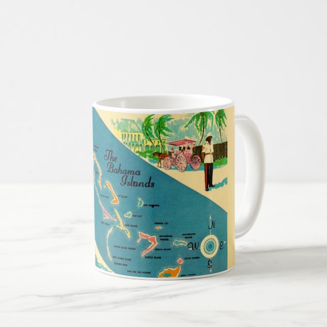 Vintage Bahamas Islands Map Coffee Mug (Front Right)