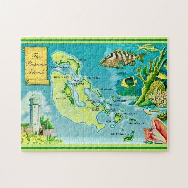 Vintage Bahamas Islands Map Jigsaw Puzzle (Horizontal)
