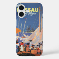 Vintage Bahamas Travel Art, Fly Nassau by Clipper 