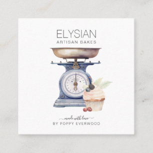 Vintage Baker Bakery Pastry Chef Square Business Card